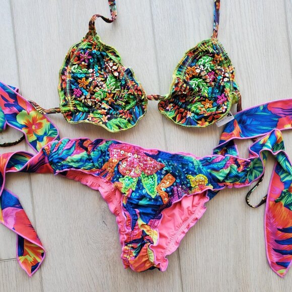 Floridita Bling Beaded Matching Bikini Set - Picture 1 of 8